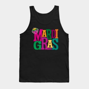 Mardi Gras Mask Masquerade Green Yellow Orange Tank Top